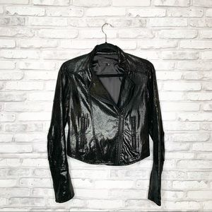 Theory Beatrisa Cropped Leather Moto Jacket Sz S